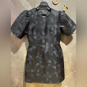 2nd day black stiff a line mini dress puffed sleeve NEY /cocktail NWT size EU 38